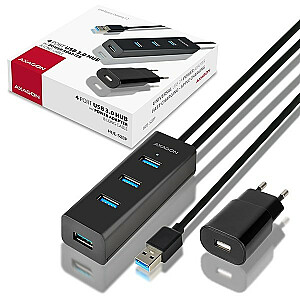 HUE-S2BP centrmezgls, 4 portu USB 3.2 Gen 1 uzlādes centrmezgls, 1,2 m kabelis, maiņstrāvas adapteris