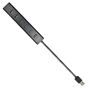 HUE-SA7BP centrmezgla 7 portu USB 3.2 GEN 1 alumīnija uzlādes centrmezgla maiņstrāvas adapteris