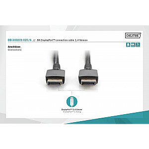 Savienojuma kabelis PREMIUM DisplayPort 8K60 Hz UHD DP/DP M/M, 2 m, melns