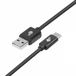 USB–USB C kabelis, 1,5 m, augstākās kvalitātes melns vads