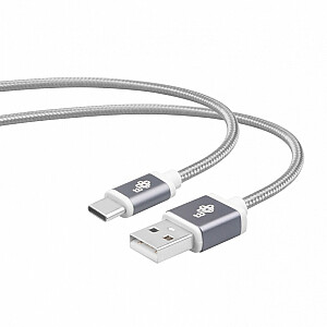 Kabelis USB-USB C 1,5 m, augstākās kvalitātes pelēks kabelis