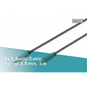 Соединительный стереоаудиокабель MiniJack, тип 3,5 мм/3,5 мм, M/M, нейлон, 3 м