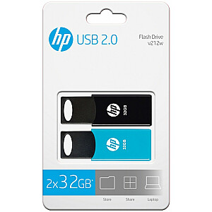 Zibatmiņas disks 32 GB USB 2.0 TWINPACK HPFD212-32-TWIN