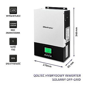 Off-grid hibrīds saules invertors 1.5kW | 80A | MPRT | Sinuss