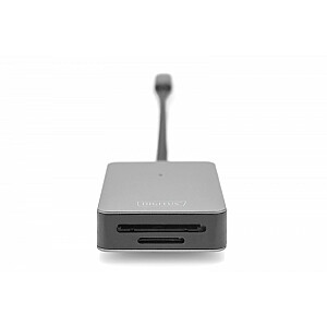 USB-C karšu lasītājs, 2 portu UHS-II SD4.0 TF4.0, ātrdarbīgs, alumīnijs, pelēks