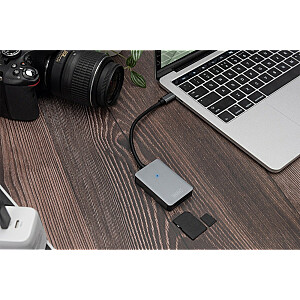 USB-C karšu lasītājs, 2 portu UHS-II SD4.0 TF4.0, ātrdarbīgs, alumīnijs, pelēks