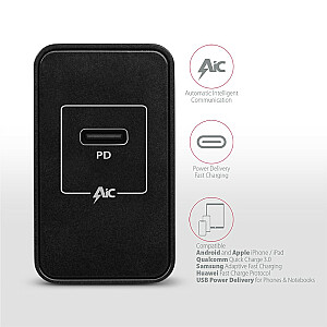 ACU-PD22 PD sienas lādētājs, 22 W, 1 USB-C, PD3.0/QC3.0/AFC/FCP/Apple