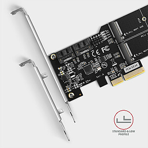 PCES-SA4M2 PCIe kontrolieris 2 iekšējie SATA 6G + 2 iekšējie SATA M.2 porti ar B, SP un LP atslēgu