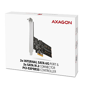 PCES-SA4M2 PCIe kontrolieris 2 iekšējie SATA 6G + 2 iekšējie SATA M.2 porti ar B, SP un LP atslēgu