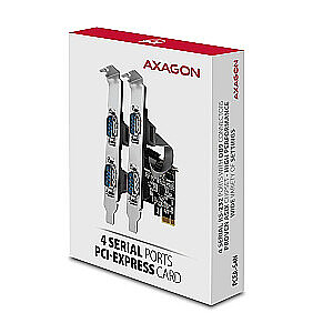 PCEA-S4N PCIe kontrolieris 4 seriālie porti RS232, 250 kbps, SP un LP iekļauti