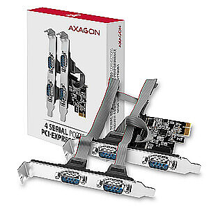 PCEA-S4N PCIe kontrolieris 4 seriālie porti RS232, 250 kbps, SP un LP iekļauti