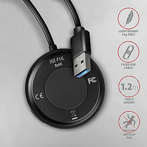 HUE-P1AL Концентратор, 4 порта USB 3.2 Gen 1, КРУГЛЫЙ, micro USB, кабель USB-A длиной 1,2 м
