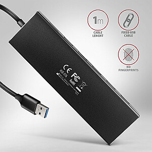 HUE-F7A centrmezgls, 7 porti USB 3.2 Gen 1 ALU FLAT, mikro USB, 1 m USB-A kabelis