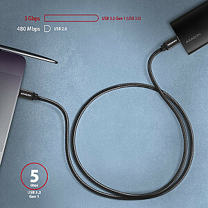 BUCM3-CM15AB Кабель USB-C - USB-C, 1,5м, PD 60Вт, 3А, ALU, плетеный Черный