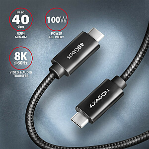 BUCM432-CM10AB kabelis USB-C - USB-C, USB4 Gen 3x2 1m, PD 100W, 8K HD, ALU, pīts melns