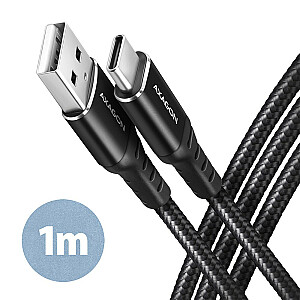 BUCM-AM10AB USB-C–USB-A kabelis, 1,0 m USB 2.0, 3 A, ALU, pīts melns