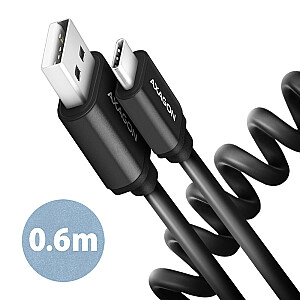 BUCM-AM10TB USB-C uz USB-A spoles kabelis, 0,6 m, USB 2.0, 2,4 A, ALU, PVC melns