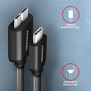 BUMM3-CM10AB USB-кабель Micro-B, USB-C 3.2 Gen 1, 1 м, 3 А, алюминий, ПВХ, черный