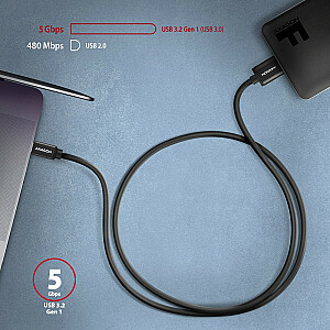 BUMM3-CM10AB USB kabelis Micro-B, USB-C 3.2 Gen 1, 1 m, 3 A, alumīnijs, PVC, melns