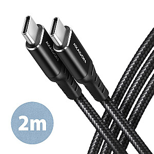 BUCM-CM20AB kabelis USB-C — USB-C 2.0, 2m, PD 60W, 3A, ALU, pīts melns