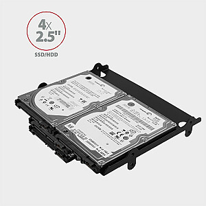 RHD-435 Metāla rāmis 4 x 2,5" HDD (2 x 2,5" HDD/SSD un 1 x 3,5" HDD) uzstādīšanai 5,25" pozīcijā Melns