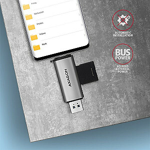 Ārējais karšu lasītājs CRE-SAC USB3.2 Gen 1 Type-C + Type-A SD/microSD