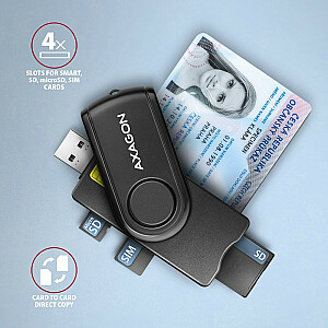 CRE-SMP2A ID un SD/microSD/SIM karšu lasītājs PocketReader USB
