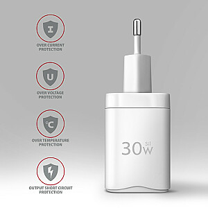 ACU-PQ30W PD & QC Зарядное устройство на 30 Вт, QC3.0,4.0/AFC/FCP/PPS/Apple White