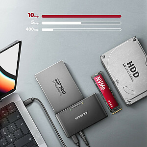 AXAGON ADSA-CC USB-C 10 Гбит/с — твердотельный накопитель NVMe M.2 и твердотельный накопитель/жесткий диск SATA 2,5 дюйма/3,5 дюйма CLONE MASTER 2