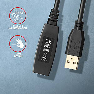 ADR-205 USB 2.0 A-M -> A-F aktīvais pagarinātāja/pastiprinātāja kabelis 5 m