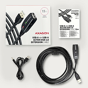ADR-215 USB 2.0 A-M -> A-F aktīvais pagarinātāja/pastiprinātāja kabelis 15 m