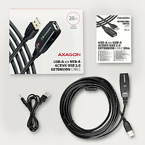 ADR-220 USB 2.0 A-M -> A-F aktīvais pagarinātāja/pastiprinātāja kabelis 20 m
