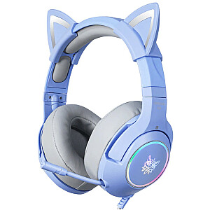 Игровые наушники K9 RGB USB «кошачьи ушки» синие (проводные)