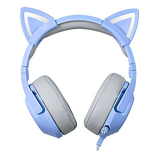K9 RGB USB Cat Ear spēļu austiņas, zilas (vadu)