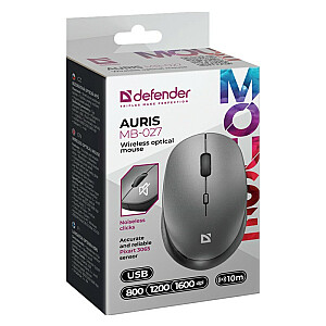 Bezvadu pele AURIS MB-027 ar klusu klikšķi 800/1200/1600DPI pelēka