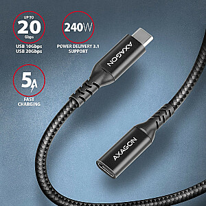 BUCM32-CF10AB Gen2 USB-C — USB-C paplašinātājs, 1 m, 5 A, 20 Gbps, PD 240 W, pīts