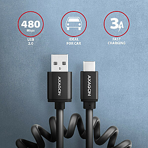 BUCM-AM20TB Kabel Twister USB-C — USB-A, 1,1 м, USB2.0 3A, ALU