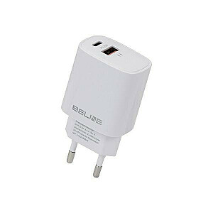 Зарядное устройство USB-C + USB-A, 20 Вт, белое