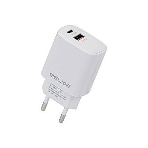 GaN USB-C + USB-A lādētājs, 30 W, balts