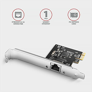 PCEE-GRL PCIe tīkla karte 1 Gigabit Ethernet RJ-45 ports, Realtek 8111L mikroshēmojums ar SP un LP