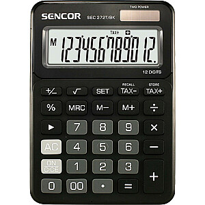 SEC 372BK galda kalkulators ar lielu 12 ciparu LCD displeju