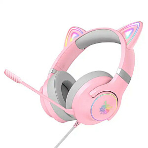 X30 Cat Ear spēļu austiņas, rozā (vadu)