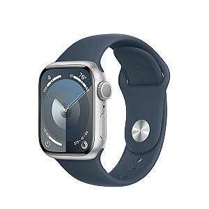 Часы Series 9 GPS, 41 мм, серебристый алюминиевый корпус, спортивный ремешок темно-синего цвета — M/L