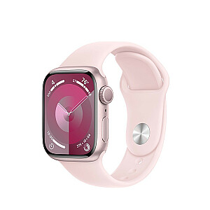 Apple Watch 9 GPS 41 мм, алюминий, розовый | Розовый спортивный ремень S/M