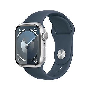 Часы Series 9 с GPS, 45 мм, серебристый алюминиевый корпус, спортивный ремешок темно-синего цвета — S/M