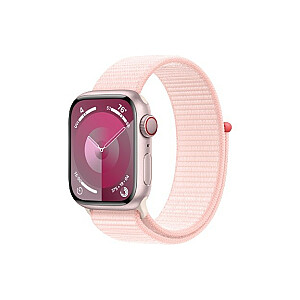 Часы Series 9 с GPS + сотовой связью, корпус из розового алюминия, диаметр 41 мм, светло-розовый спортивный ремешок