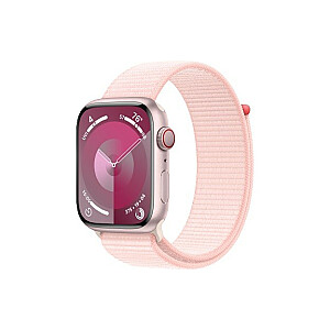 Часы Series 9 с GPS + сотовой связью, розовый алюминиевый корпус, диаметр 45 мм, светло-розовый спортивный ремешок