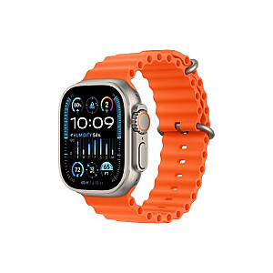 Часы Ultra 2 GPS + Cellular, титановый корпус диаметром 49 мм с оранжевым ремешком Ocean