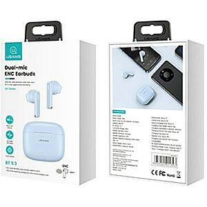 Bluetooth 5.3 TWS US14 austiņas ar diviem mikrofoniem. Zils