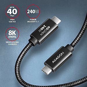 BUCM4X-CM10AB kabelis USB-C - USB-C, USB4 Gen 3x2 1m, PD 240W, 8K HD, ALU, pīts melns